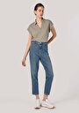 thumb-Afficher les détails de 896  Maria Pantalon Bleu   En  Mom Fit Femme