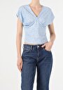 thumb-Afficher les détails de T-shirt À Manches Courtes Bleu Slim Fit  Femme
