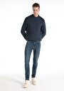 thumb-Afficher les détails de 041 Danny Pantalon Bleu Foncé Slim Leg Low Rise En  Slim Fit Homme