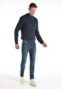 thumb-Afficher les détails de 041 Danny Pantalon Bleu Foncé Slim Leg Low Rise En  Slim Fit Homme