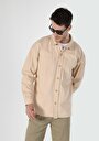 thumb-Afficher les détails de Shırt À Manches Longues Beige Oversize Fit   Homme