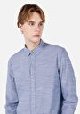 thumb-Afficher les détails de Chemise À Manches Longues Bleu Regular Fit Droit Popeline Homme