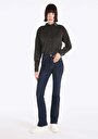 thumb-Afficher les détails de 797 Adel Pantalon Bleu Flare High Rise En  Slim Fit Femme