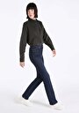 thumb-Afficher les détails de 797 Adel Pantalon Bleu Flare High Rise En  Slim Fit Femme