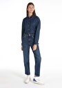 thumb-Afficher les détails de 884 Lauren Pantalon Bleu Straight Leg High Rise En  Straight Fit Femme
