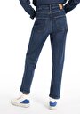 thumb-Afficher les détails de 884 Lauren Pantalon Bleu Straight Leg High Rise En  Straight Fit Femme