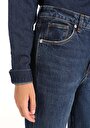 thumb-Afficher les détails de 884 Lauren Pantalon Bleu Straight Leg High Rise En  Straight Fit Femme