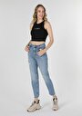 thumb-Afficher les détails de 896  Maria Pantalon Denim Tapered Leg  En  Mom Fit Femme