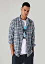 thumb-Afficher les détails de Chemise À Manches Longues Bleu Slim Fit Plaid Flanelle Homme
