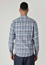 thumb-Afficher les détails de Chemise À Manches Longues Bleu Slim Fit Plaid Flanelle Homme