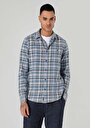 thumb-Afficher les détails de Chemise À Manches Longues Bleu Slim Fit Plaid Flanelle Homme