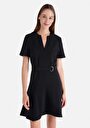 thumb-Afficher les détails de Robe Noir Regular Fit Manches Courtes Mdi Oxford Femme