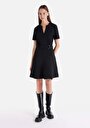 thumb-Afficher les détails de Robe Noir Regular Fit Manches Courtes Mdi Oxford Femme