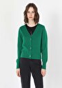 thumb-Afficher les détails de Cardigan Tricot Vert  Femme