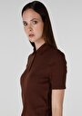 thumb-Afficher les détails de T-shirt À Manches Courtes Marron Slim Fit  Femme