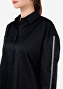 thumb-Afficher les détails de Chemise À Manches Longues Noir Regular Fit Droit Satin Femme
