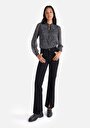 thumb-Afficher les détails de 729 Maggy Pantalon Bleu Slit Hem High Rise En  Regular Fit Femme