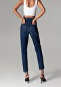 thumb-Afficher les détails de 896  Maria Pantalon Bleu Tapered Leg  En  Mom Fit Femme