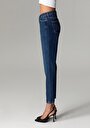 thumb-Afficher les détails de 896  Maria Pantalon Bleu Tapered Leg  En  Mom Fit Femme