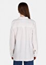 thumb-Afficher les détails de Chemise À Manches Longues Blanc Regular Fit Rayé Mousseline Femme