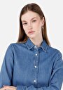 thumb-Afficher les détails de Chemise À Manches Longues Bleu Slim Fit Droit Jean Femme