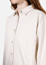 thumb-Afficher les détails de Chemise À Manches Longues Ecru Regular Fit Droit Gabardine Femme