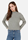 thumb-Afficher les détails de Pull Vert Regular Fit Manches Longues  Femme