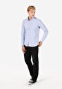 thumb-Afficher les détails de Chemise À Manches Longues Bleu Slim Fit Droit Sergé Homme