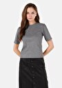 thumb-Afficher les détails de T-shirt À Manches Courtes Gris Slim Fit Droit Femme