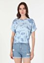 thumb-Afficher les détails de T-shirt À Manches Courtes Bleu Regular Fit  Femme