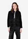 thumb-Afficher les détails de Chemise À Manches Longues Noir Relaxed Fit Droit Uni Femme