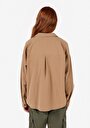 thumb-Afficher les détails de Chemise À Manches Longues Marron Relaxed Fit Droit Ratière Femme