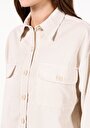 thumb-Afficher les détails de Chemise À Manches Longues Ecru Relaxed Fit Droit Velours Femme