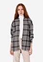 thumb-Afficher les détails de Chemise À Manches Longues Anthracite Relaxed Fit Plaid Flanelle Femme