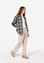 thumb-Afficher les détails de Chemise À Manches Longues Anthracite Relaxed Fit Plaid Flanelle Femme