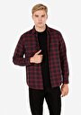 thumb-Afficher les détails de Chemise À Manches Longues Bordeaux Regular Fit Plaid Sergé Homme