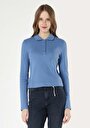 thumb-Afficher les détails de T-shirt À Manches Longues Bleu Regular Fit  Femme