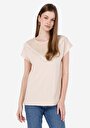 thumb-Afficher les détails de T-shirt À Manches Courtes Beige Regular Fit Brodé Femme