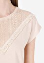 thumb-Afficher les détails de T-shirt À Manches Courtes Beige Regular Fit Brodé Femme