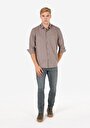 thumb-Afficher les détails de Chemise À Manches Longues Marron Regular Fit Droit Sergé Homme