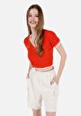 thumb-Afficher les détails de T-shirt À Manches Courtes Rouge Slim Fit Droit Femme