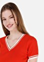 thumb-Afficher les détails de T-shirt À Manches Courtes Rouge Slim Fit Droit Femme
