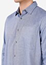 thumb-Afficher les détails de Chemise À Manches Longues Bleu Clair Regular Fit Droit Sergé Homme