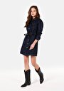 thumb-Afficher les détails de Robe Bleu Slim Fit Manches Longues   Femme