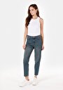 thumb-Afficher les détails de 896  Maria Pantalon Bleu Tapered Leg  En  Mom Fit Femme