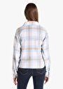 thumb-Afficher les détails de Chemise À Manches Longues Bleu Regular Fit Plaid Sergé Femme