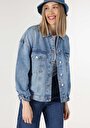 thumb-Afficher les détails de Veste De Blazer Bleu Oversize Fit   Femme