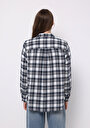 thumb-Afficher les détails de Chemise À Manches Longues Bleu Regular Fit Plaid Sergé Femme