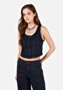 thumb-Afficher les détails de Gilet Bleu Foncé Slim Fit Femme