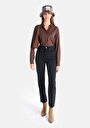 thumb-Afficher les détails de 884 Lauren Pantalon Noir   En  Straight Fit Femme